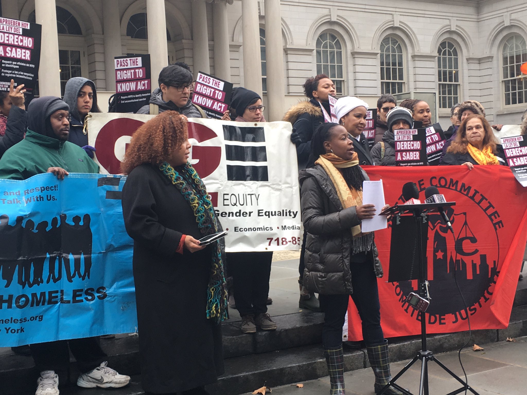 NYC City Hall Activists Urge Lawmakers To Pass Right to Know Act