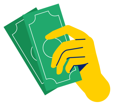 Hand holding money illustration