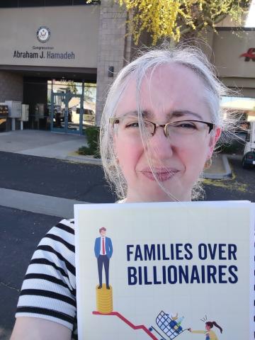 Tricia Walsh dropping off a storybook to Rep Abraham J. Hamadeh