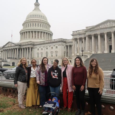 MomsRising family in front of the Capitol during their Child Tax Credit Day of Action