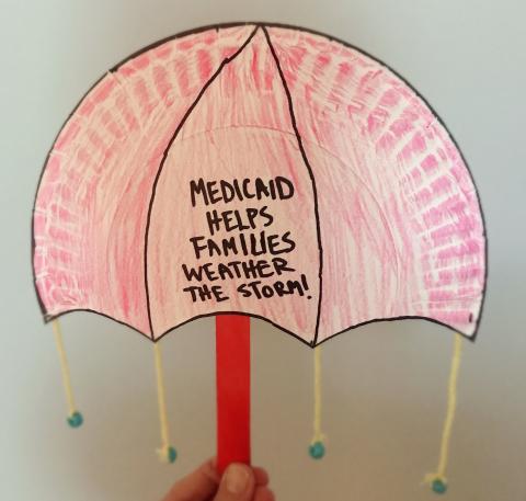 Medicaid Helps Families Weather The Storm craft made from paper plate and craft stick