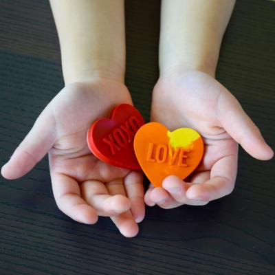 Valentines Day rainbow crayons