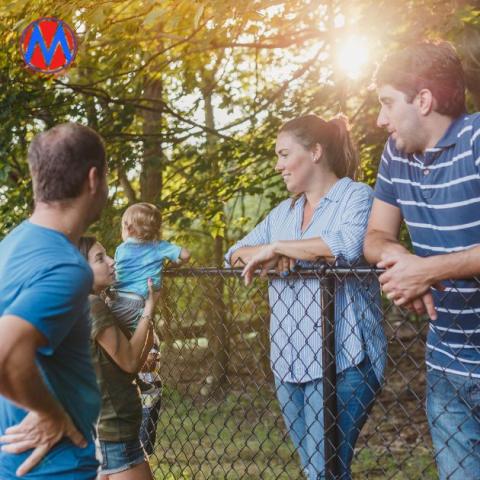 Neighbors Chatting Over Fence