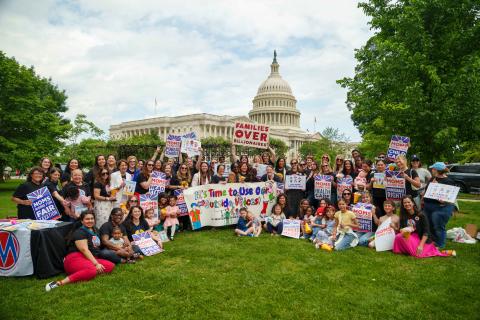 MomsRising's/MamásconPoder's Mother Day event demanding Congress put families over billionaires