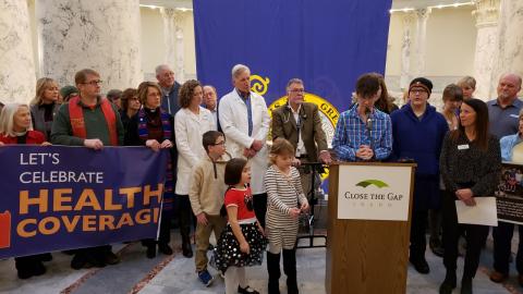 Anita Sackuvich speaking at Governor Brad Little’s State of the State address