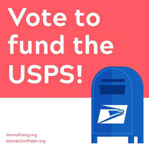 [IMAGE DESCRIPTION: A graphic of a USPS mailbox with the text Vote to Save the USPS.]