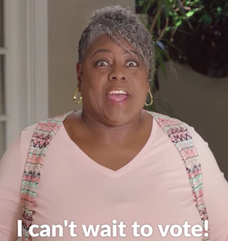[IMAGE DESCRIPTION: A screenshot from a video about women who can't wait to vote.]