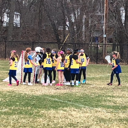 Photo of a group of young field hockey players