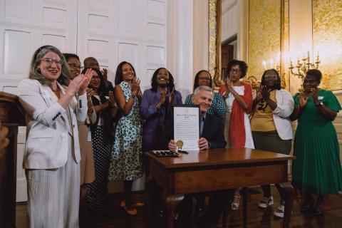 Gov. Stein, Tina Sherman and advocates recognizing Black Maternal Health Week at the NC Capitol.