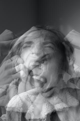double exposed photo of a person screaming