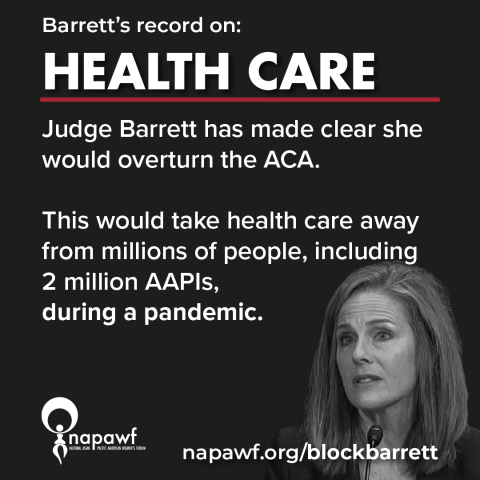 Barrett has made clear she would overturn the ACA and take health care away from millions