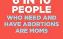 graphic stating 6 in 10 people who need and have abortions are moms 