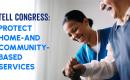 A home health care aide providing compassionate support to an aging adult at home.
