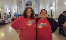 Amy Jo and Gracie in red SolveChildCare t-shirts at the West Virginia capital.