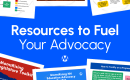 Graphic reading “Resources to Fuel Your Advocacy” with images of MomsRising NH advocacy toolkits