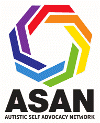 [IMAGE DESCRIPTION: A rainbow colored graphic logo for the Autistic Self Advocacy Network]