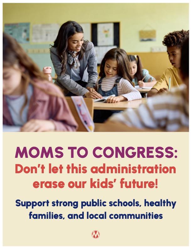 MomsRising members delivered a storybook, a Cliff’s Notes summary, of the many many stories we’ve heard from our volunteers across the country about the harm that is caused by slashing funding for public education, Medicaid and SNAP.