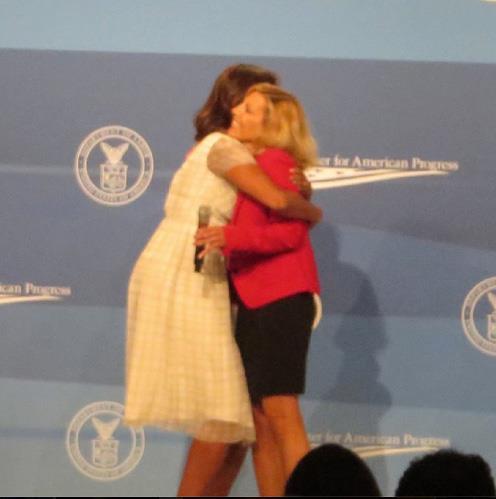 FLOTUS hugs MomsRising member Martina