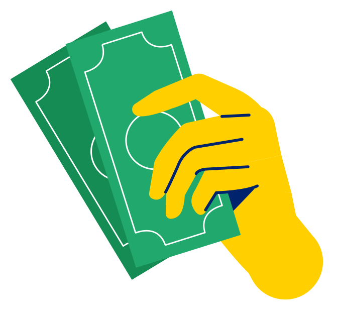 Hand holding money illustration