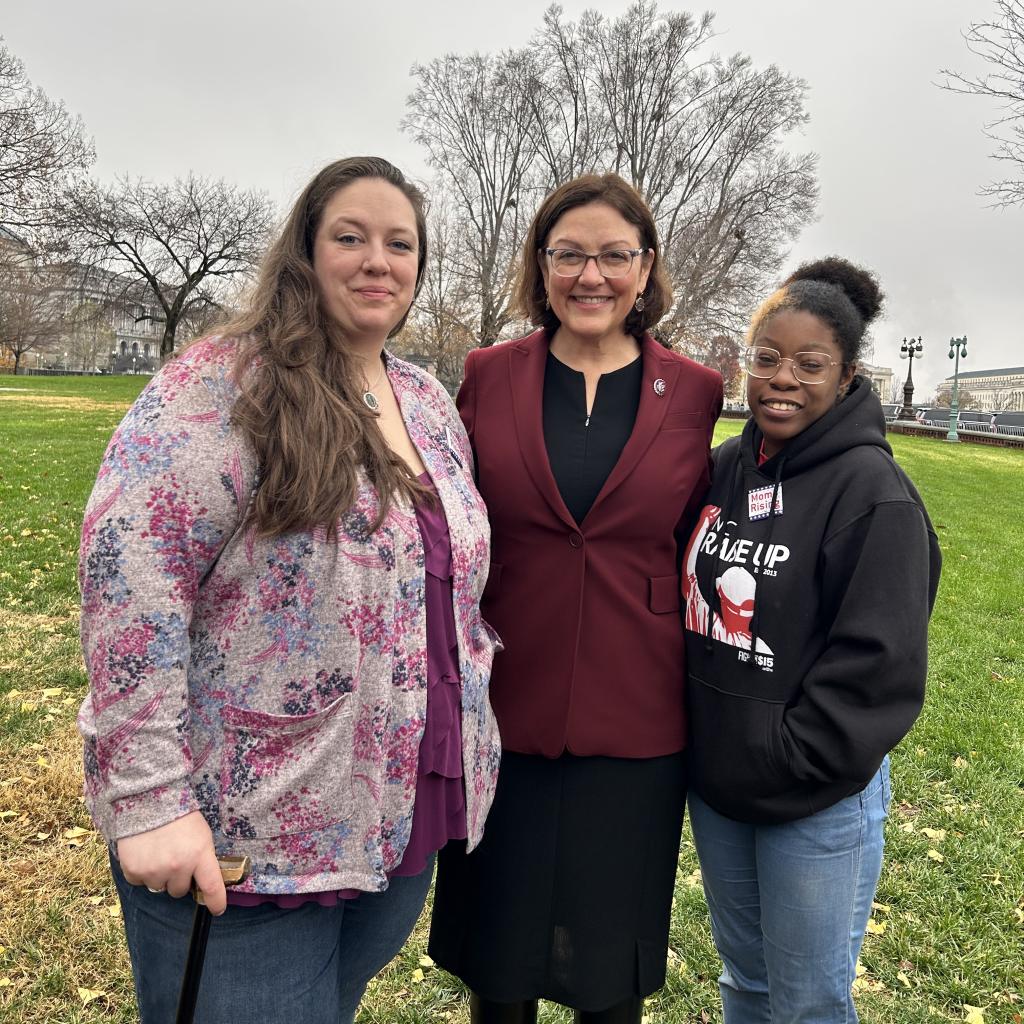 MomsRising members with Washington Congresswoman Suzan Delbene