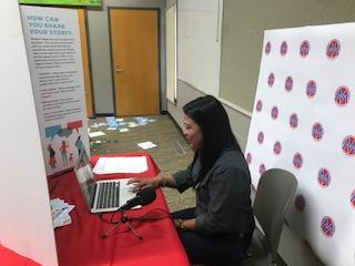 MomsRising's story sharing booth