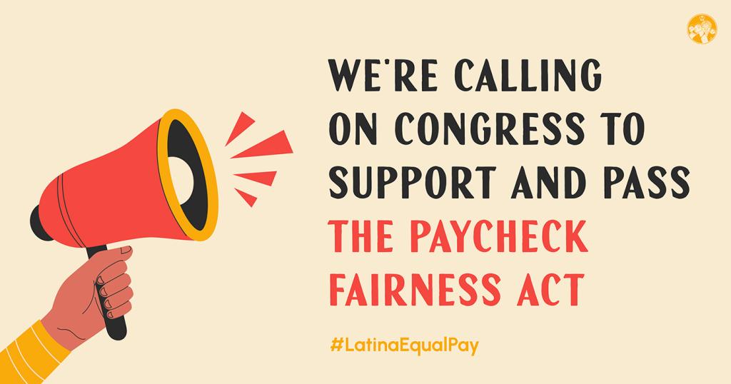 Graphic advocating for Latina Equal Pay Day and equal pay for Latinas