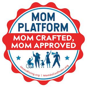 [IMAGE DESCRIPTION: A graphic image of a round seal with wavy edges that reads "Mom Platform: Mom Crafted, Mom Approved"]