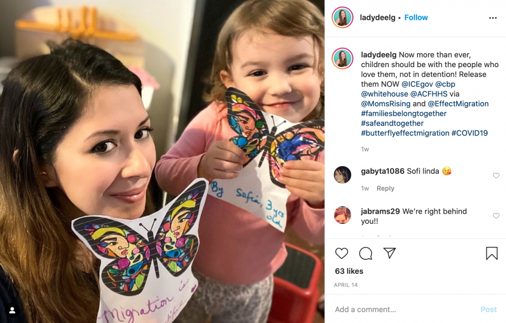 Diana's butterflies Instagram post urging the U.S. government to release detained migrant children.  