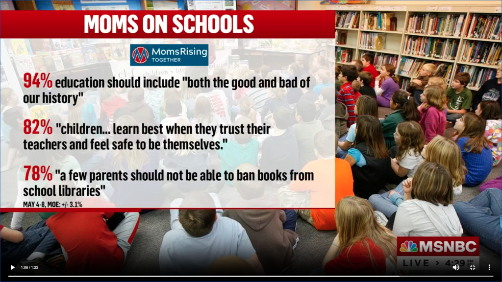 Screenshot from MSNBC titled Moms On Schools
