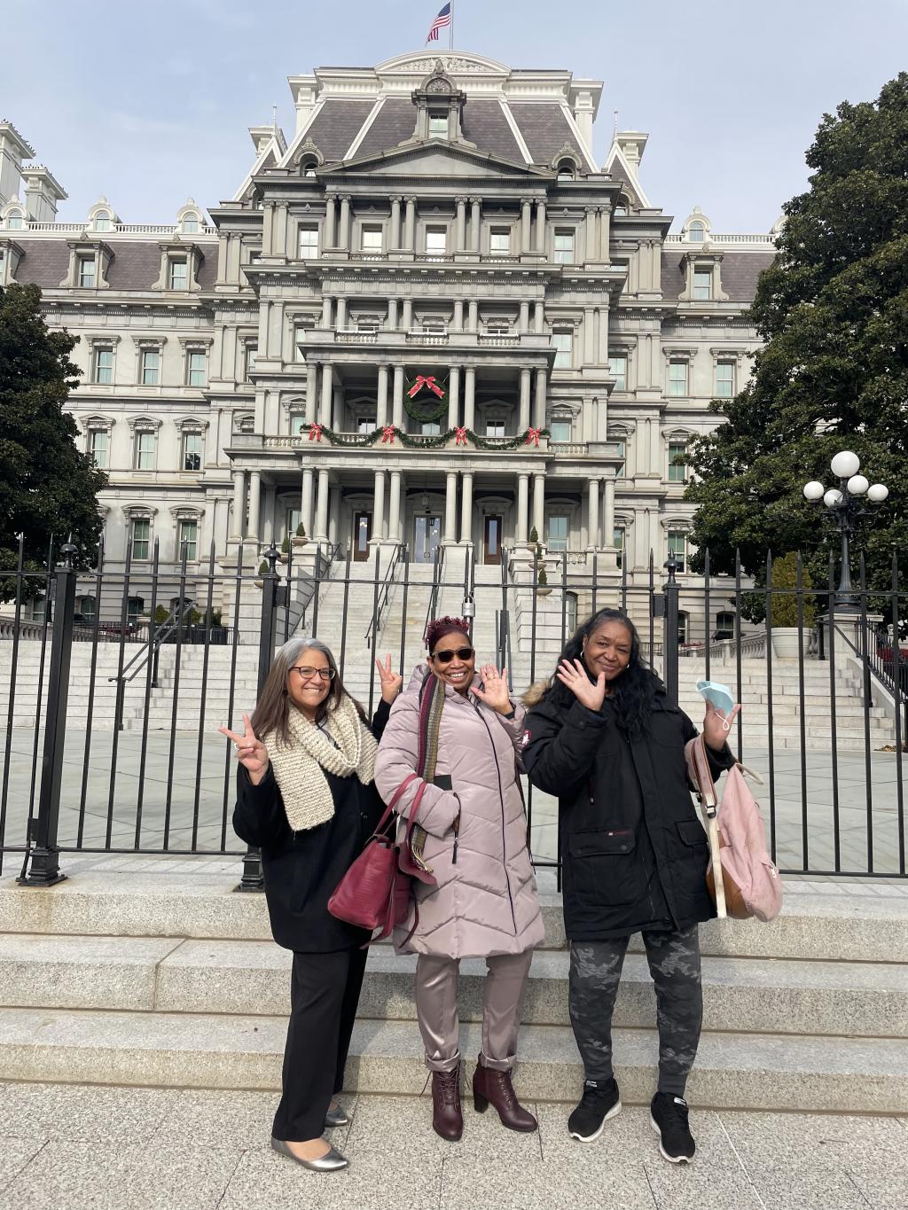 Standing in front of the Eisenhower Executive Office Building