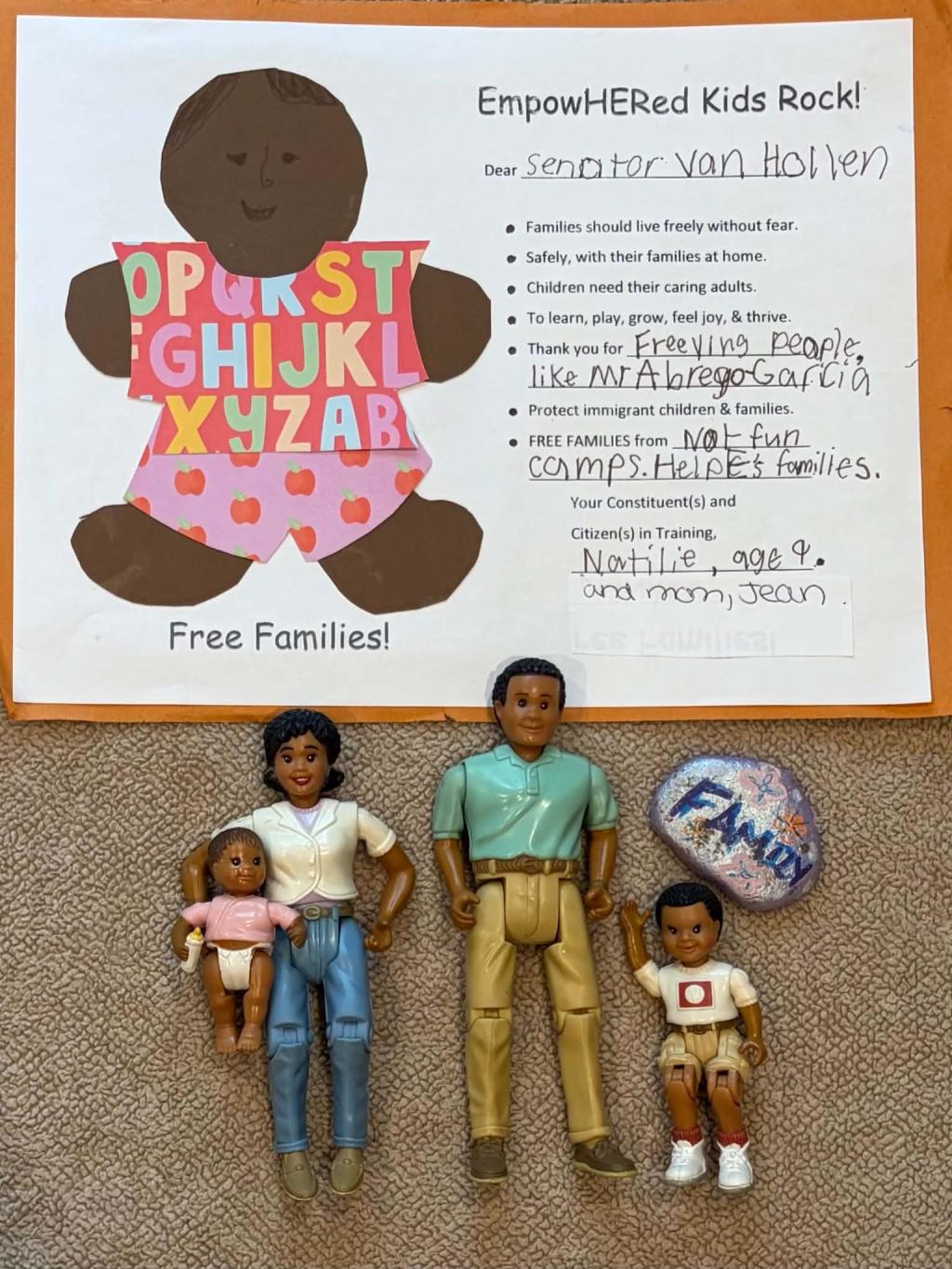 Free Families paper doll written for Senator Van Hollen with dolls of a family of four