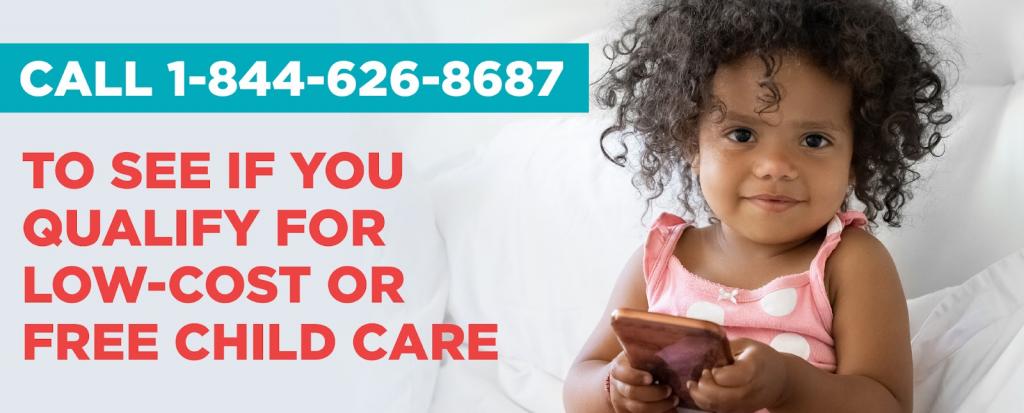 Child with a phone: See if you qualify for free or low-cost child care assistance