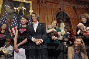 AP Image, Gerald Herbert. DC MomsRising members, Speaker Pelosi, and me